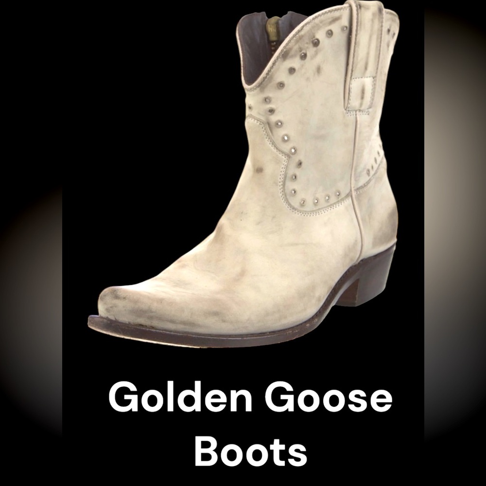GOLDEN GOOSE Boots All Stars White Steel distressed leather 6.5